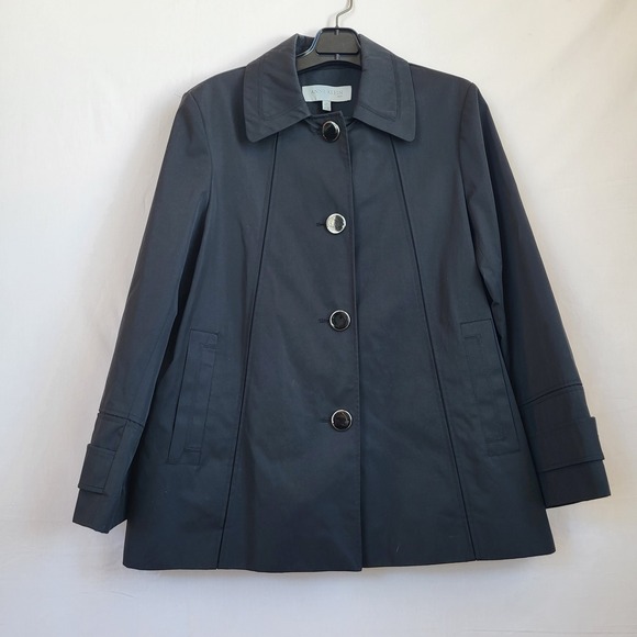 Anne Klein Black Spring Jacket Coat Large - Picture 2 of 10